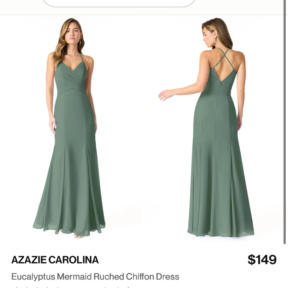 Azazie Carolina Dress in color Eucalyptus